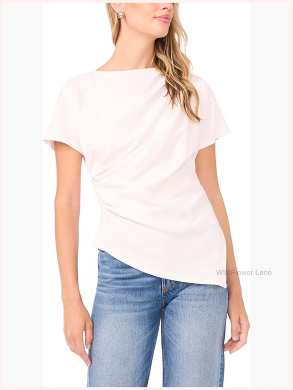 Asymmetrical Short Sleeve Crew Neck Tee Regular Fit